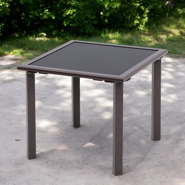 18  Black Square Glass Outdoor Side Table For Sale