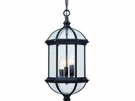 Three Light Matte Black Eastern Lantern Hanging Light For Sale