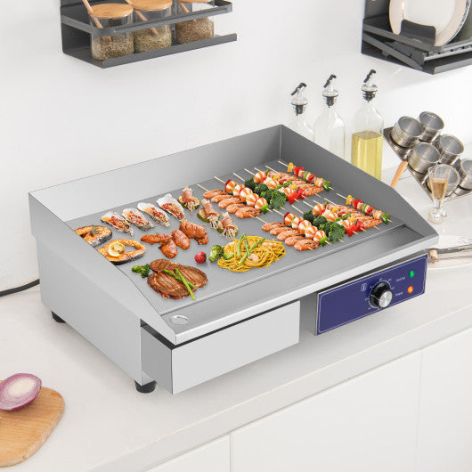 Commercial Electric Griddle with 122℉-572℉ Adjustable Temperature Control-Silver For Discount