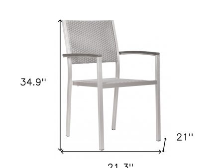 Set Of Two 21  White Aluminum Arm Chair For Cheap