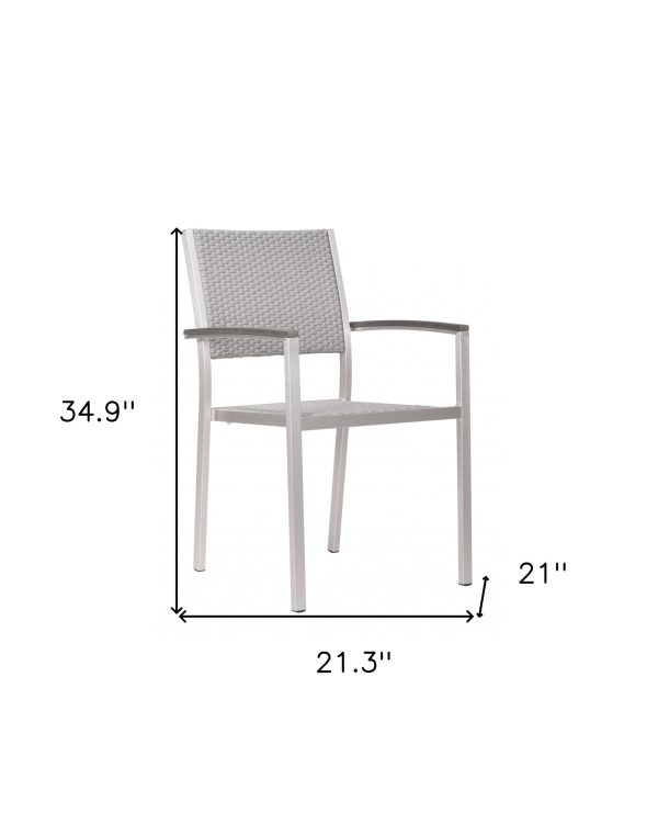 Set Of Two 21  White Aluminum Arm Chair For Cheap