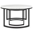 Set of Two 36  White And Black Faux Marble And Steel Round Nested Coffee Tables Hot on Sale