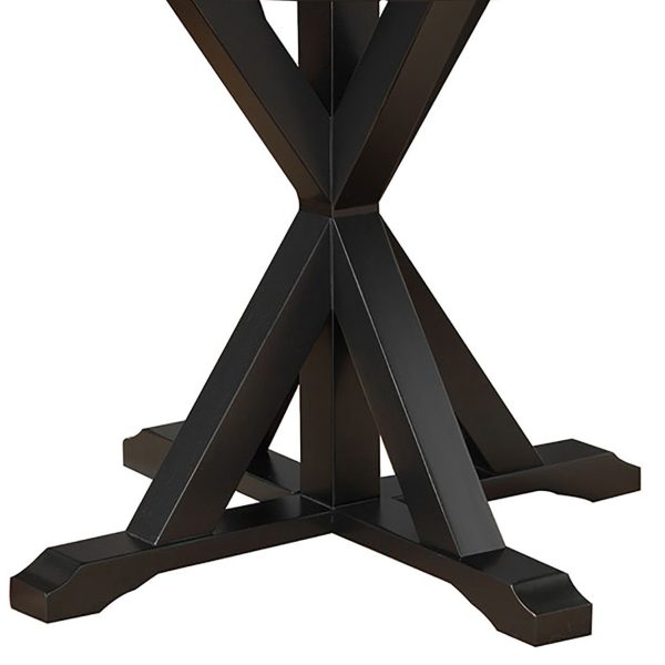 48  Black Rounded Solid Manufactured Wood And Solid Wood Pedestal Base Dining Table Online