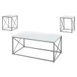 Set of Three 42  White And Silver Metal Coffee Table Online