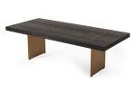 95  Dark Brown And Brass Metal Sled Base Dining Table Fashion