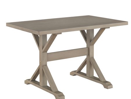 48  Gray Solid Wood Trestle Base Dining Table For Discount