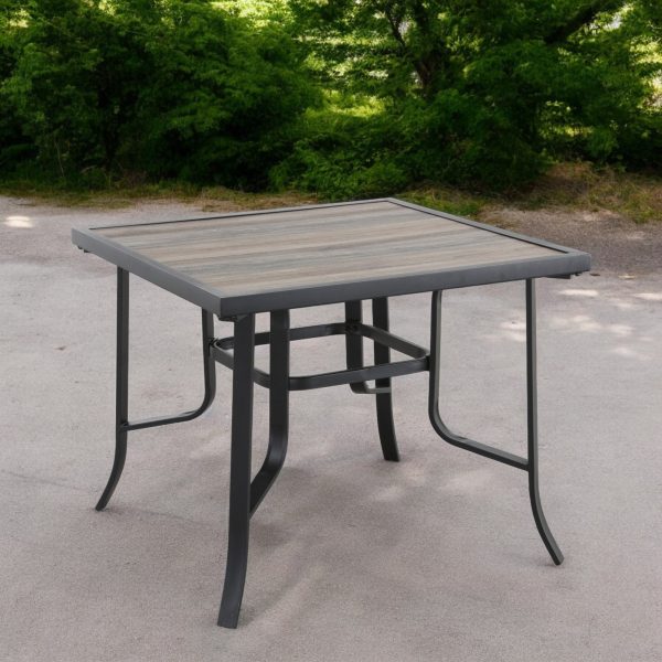 35  Brown and Black Square Metal Outdoor Dining Table Sale