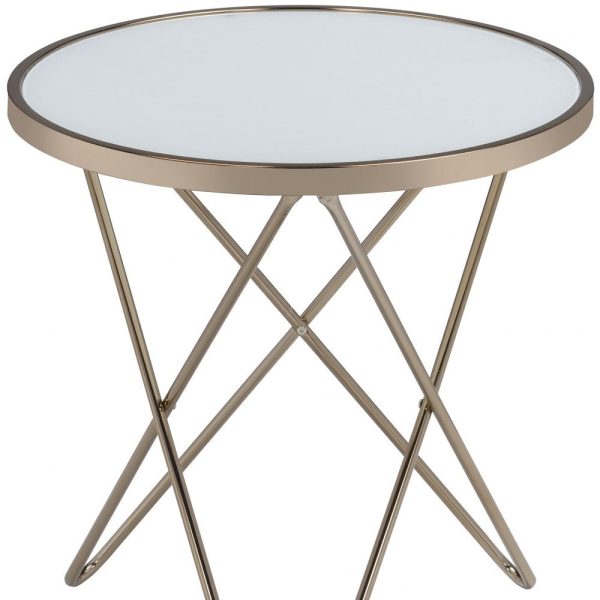 22  Brass And Clear Glass And Iron Round End Table Cheap