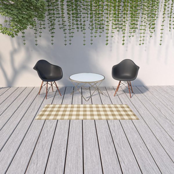 2  X 8  Gray and Ivory Geometric Stain Resistant Indoor Outdoor Area Rug Online now