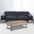 47  Sandy Black And Oak Paper Veneer And Metal Rectangular Coffee Table With Two Drawers And Shelf Discount