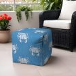 17  Blue and White Polyester Cube Crab Outdoor Pouf Ottoman on Sale