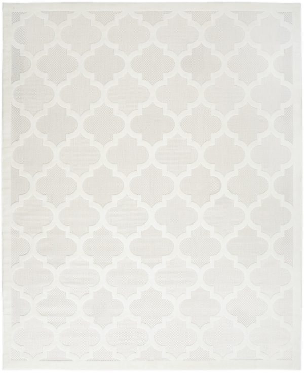 7  X 10  Ivory and White Indoor Outdoor Area Rug For Sale