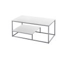 Set of Three 42  White And Silver Metal Coffee Table With Shelf For Cheap