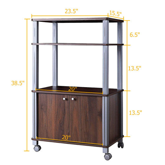 Microwave Rack Stand Rolling Storage Cart-Walnut Online