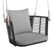 Single Person Hanging Seat with Woven Rattan Backrest for Backyard-Gray For Discount