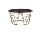 33  Black And Champagne Glass Faux Marble And Metal Round Coffee Table Discount