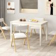 48-Inch Wooden Dining Table for 4 People Rectangular Kitchen Table with Rubber Wood Legs-Cream White Cheap