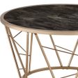 33  Black And Champagne Glass Faux Marble And Metal Round Coffee Table Discount