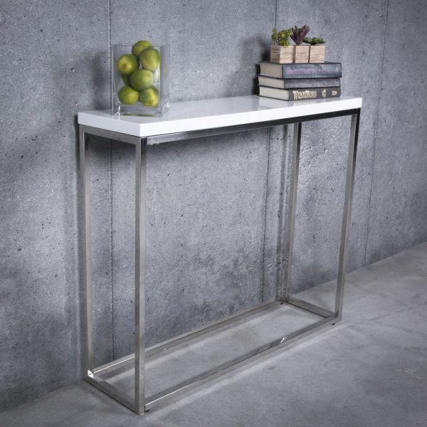 35  White and Silver Frame Console Table For Sale