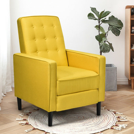 Mid-Century Push Back Recliner Chair -Yellow Online now