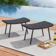 All Weather Outdoor Ottomans Set Patio Footrest Seats Set with Sturdy Metal Legs -Brown Fashion