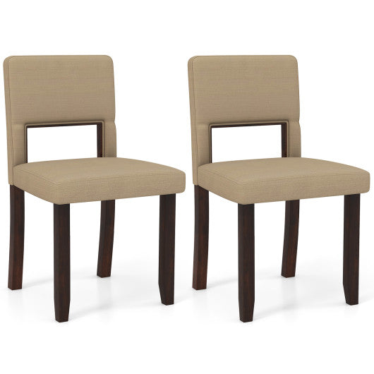 Set of 2 Wooden Dining Chair with Acacia Wood Frame Padded Seat and Back-Beige Online Sale