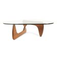 50  Clear And Brown Glass And Solid Wood Triangle Coffee Table For Cheap