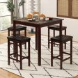 5-Piece Bar Table Set Counter-Height Dining Table and 4 Bar Stools-Brown Hot on Sale