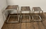 Set of Three 21  Silver And Brown Solid Wood Nested Tables Hot on Sale