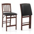 Set of 2 Counter Height Chairs Folding Kitchen Island Stool with Padded Seat-Brown Sale