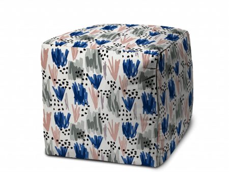 17  Pink Polyester Cube Geometric Indoor Outdoor Pouf Ottoman For Discount