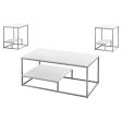 Set of Three 42  White And Silver Metal Coffee Table With Shelf For Cheap