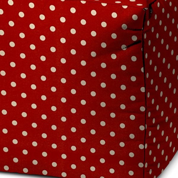 17  Red Polyester Cube Polka Dots Indoor Outdoor Pouf Ottoman Hot on Sale