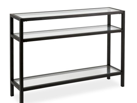 42  Clear and Black Glass Console Table With Shelves Online now