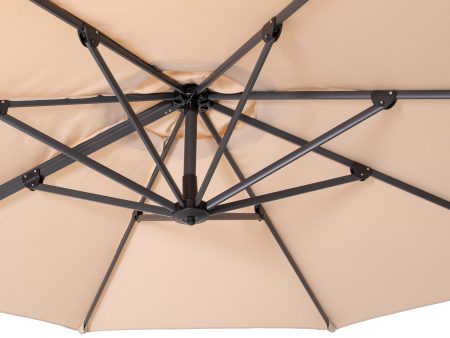 10  Tan Polyester Round Tilt Cantilever Patio Umbrella With Stand For Discount