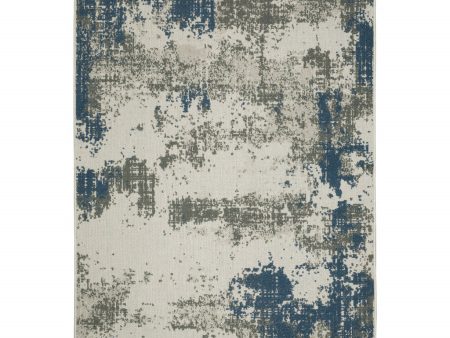 10  X 13  Blue and Beige Abstract Stain Resistant Indoor Outdoor Area Rug Fashion