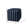 17  Taupe Polyester Cube Striped Indoor Outdoor Pouf Ottoman Online