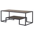 45  Black And Rustic Oak Paper Veneer And Metal Rectangular Coffee Table With Shelf Online Hot Sale