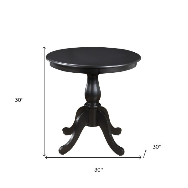 30  Black Rounded Solid Manufactured Wood And Solid Wood Pedestal Base Dining Table For Sale