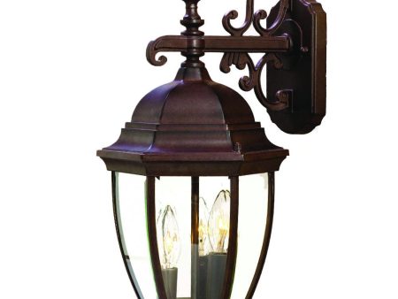 Three Light Dark Brown Wide Hanging Lantern Wall Light Supply