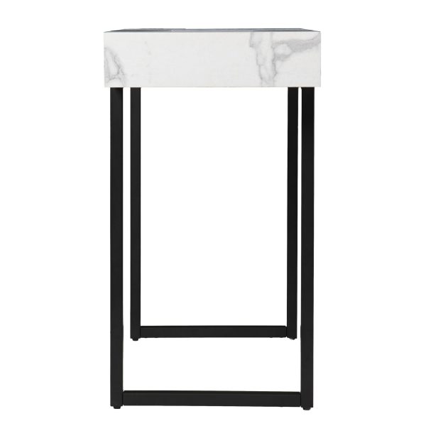 39  White and Black Faux Marble Sled Console Table Cheap