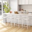 Counter Height Bar Chair Set with Acacia Wood Frame and Supporting Legs-White Online