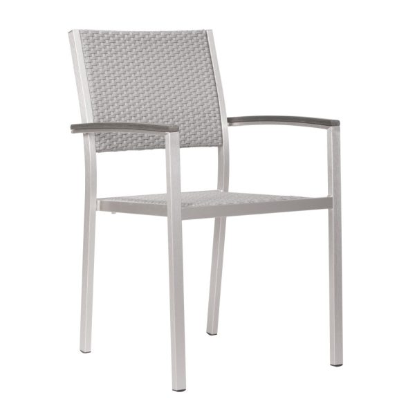 Set Of Two 21  White Aluminum Arm Chair For Cheap