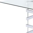 Clear And Silver Glass And Metal Sled Base Square Dining Table on Sale