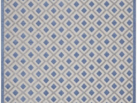 10  X 13  Blue And Grey Gingham Non Skid Indoor Outdoor Area Rug Online now