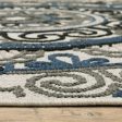 10  X 13  Blue and Beige Geometric Stain Resistant Indoor Outdoor Area Rug Online Sale