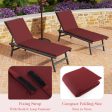 Outdoor Chaise Lounge Cushion Patio Furniture Folding Pad with Fixing Straps-Red on Sale