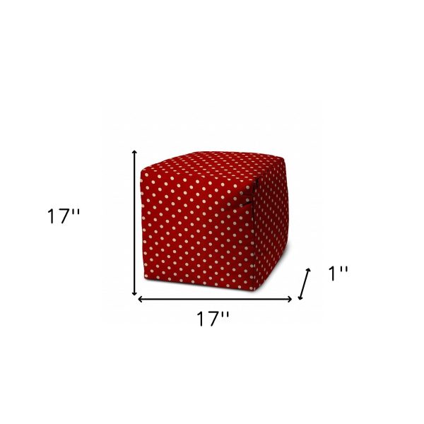 17  Red Cube Polka Dots Indoor Outdoor Pouf Cover Supply