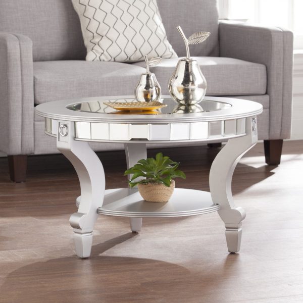 29  Silver Mirrored And Metal Round Mirrored Coffee Table Fashion