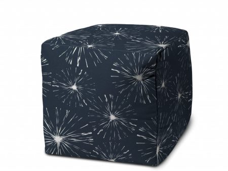 17  Blue Polyester Cube Geometric Indoor Outdoor Pouf Ottoman Hot on Sale